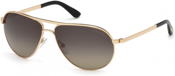 Tom Ford FT0144 Marko Sunglasses, 28D - Shiny Rose Gold / Polarized Grey Lenses