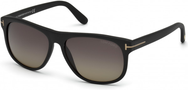 Tom Ford FT0236 Olivier Sunglasses, 02D - Matte Black/ Polarized Grey Gradient Lenses