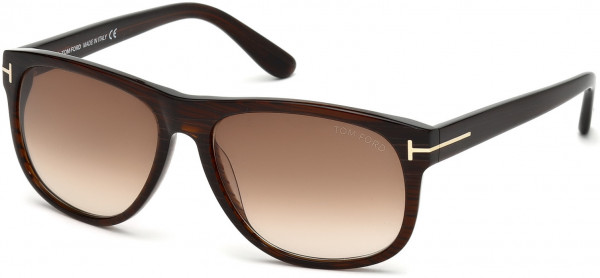 Tom Ford FT0236 Olivier Sunglasses, 50P - Striped Brown / Gradient Brown Lenses