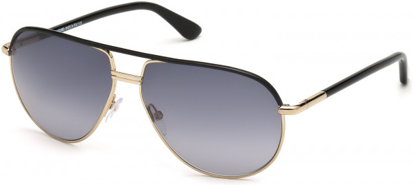 Tom Ford FT0285 Cole Sunglasses, 01B - Shiny Rose Gold, Shiny Black Temples / Gradient Smoke Lenses