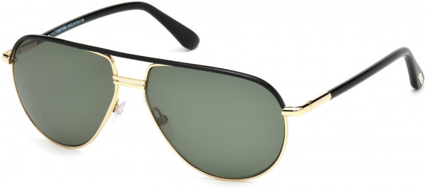 Tom Ford FT0285 Cole Sunglasses, 01J - Shiny Rose Gold, Shiny Black / Polarized Green Lenses