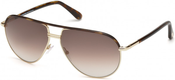 Tom Ford FT0285 Cole Sunglasses, 52K - Shiny Rose Gold, Shiny Dark Havana Temples / Gradient Brown Lenses