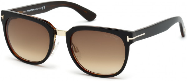 Tom Ford FT0290 Rock Sunglasses, 01F - Shiny Black  / Gradient Brown
