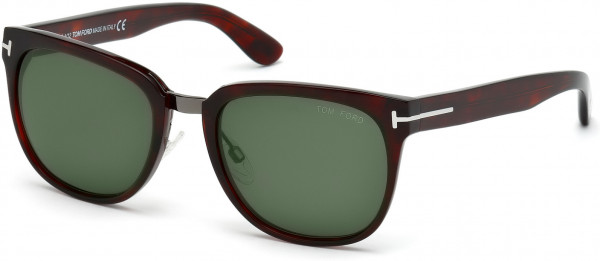 Tom Ford FT0290 Rock Sunglasses, 52N - Dark Havana / Green