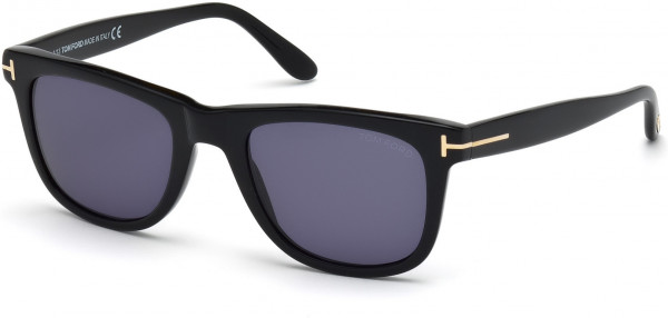 Tom Ford FT0336 Leo Sunglasses, 01V - Shiny Black / Blue Lenses