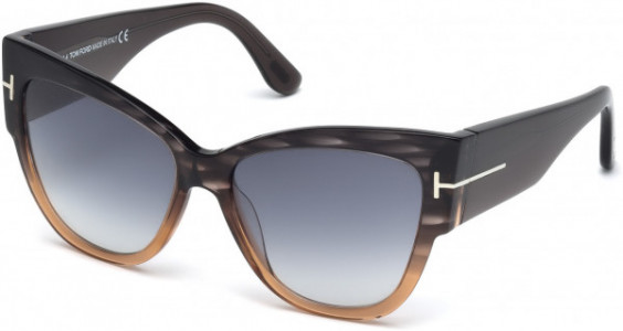 Tom Ford FT0371 Anoushka Sunglasses, 20B - Melange Grey-To-Transp. Peach, Dk. Grey Temples / Grad. Grey Lenses