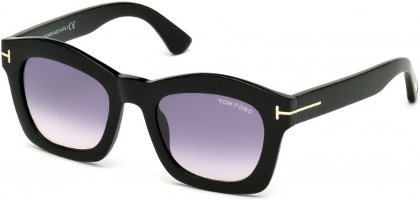Tom Ford FT0431 Greta Sunglasses, 01Z - Shiny Black  / Gradient Or Mirror Violet