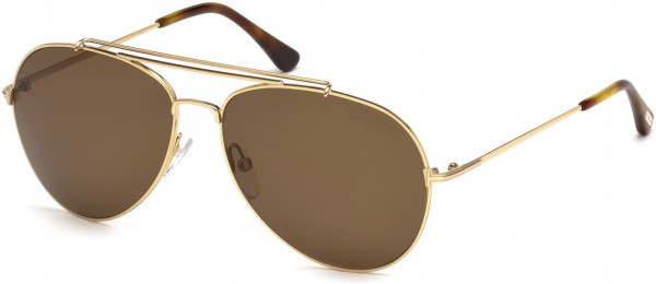 Tom Ford FT0497 Indiana Sunglasses, 28H - Shiny Rose Gold / Brown Polarized