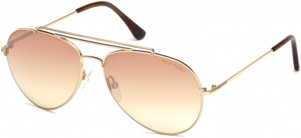 Tom Ford FT0497 Indiana Sunglasses, 28Z - Shiny Rose Gold / Gradient