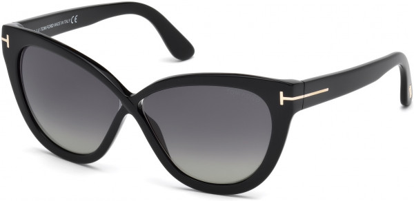 Tom Ford FT0511 Arabella Sunglasses, 01D - Shiny Black  / Smoke Polarized