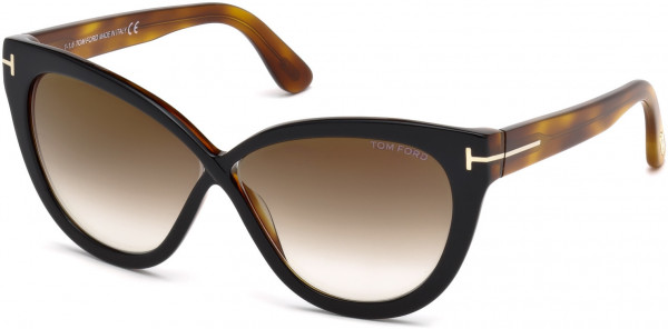Tom Ford FT0511 Arabella Sunglasses, 05G - Black/other / Brown Mirror