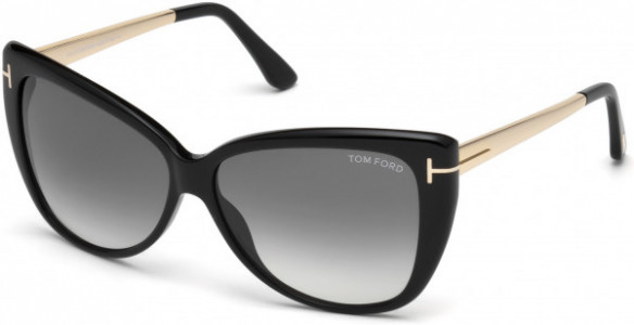 Tom Ford FT0512 Reveka Sunglasses, 01B - Shiny Black  / Gradient Smoke