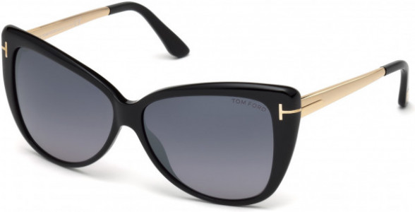 Tom Ford FT0512 Reveka Sunglasses, 01C - Shiny Black  / Smoke Mirror