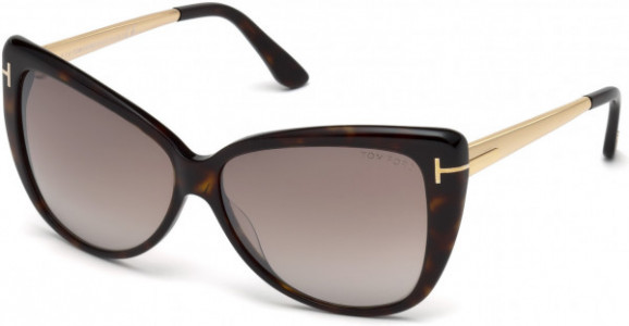 Tom Ford FT0512 Reveka Sunglasses, 52G - Dark Havana / Brown Mirror