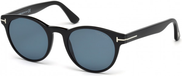 Tom Ford FT0522 Palmer Sunglasses, 01V - Shiny Black / Polarized Blue Lenses
