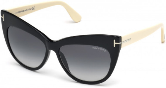 Tom Ford FT0523 Nika Sunglasses, 01B - Shiny Black  / Gradient Smoke