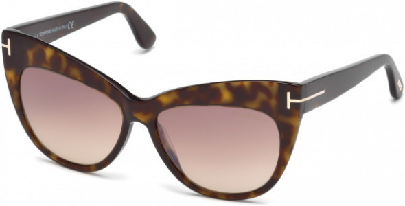 Tom Ford FT0523 Nika Sunglasses, 52G - Dark Havana / Brown Mirror