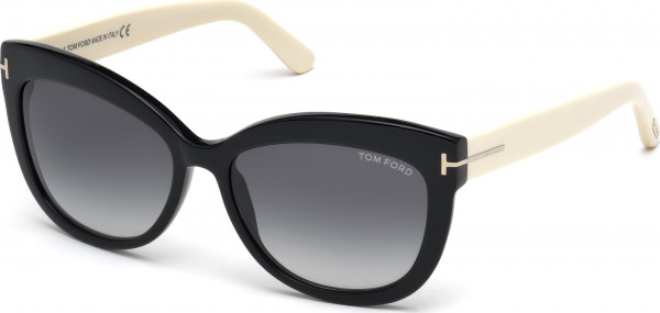 Tom Ford FT0524 ALISTAIR Sunglasses, 05B - Shiny Black / Shiny Ivory