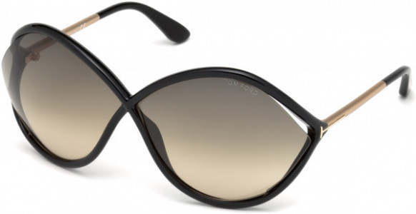 Tom Ford FT0528 Liora Sunglasses, 01B - Shiny Black  / Gradient Smoke