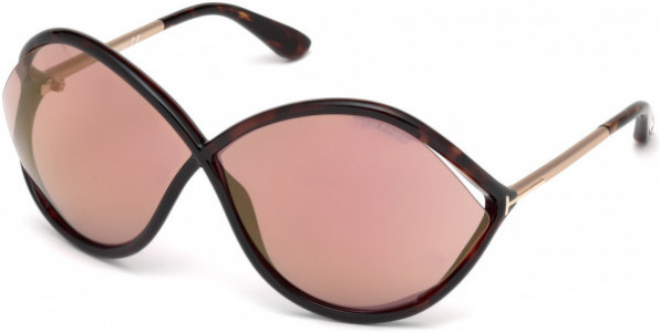 Tom Ford FT0528 Liora Sunglasses, 52Z - Dark Havana / Gradient Or Mirror Violet