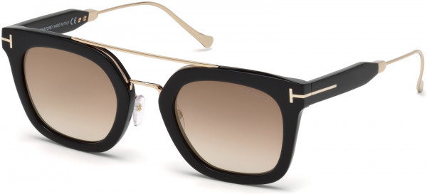 Tom Ford FT0541 Alex-02 Sunglasses, 01F - Shiny Black  / Gradient Brown