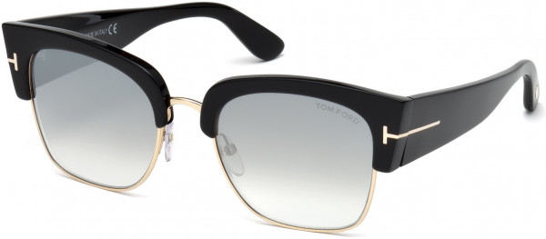 Tom Ford FT0554 Dakota-02 Sunglasses, 01C - Shiny Black  / Smoke Mirror