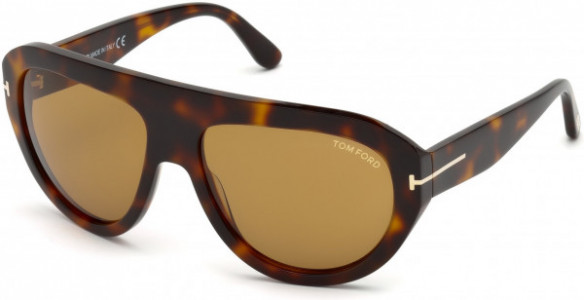 Tom Ford FT0589 Felix-02 Sunglasses, 56E - Shiny Medium Havana, Rose Gold T Logo/ Vintage Brown Lenses