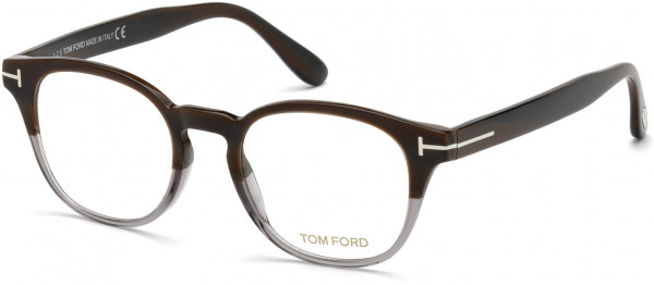 Tom Ford FT5400-F Eyeglasses, 065 - Dark Horn, Transparent Grey Bottom Front