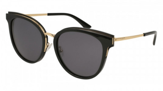 McQ MQ0104SK Sunglasses, 001 - BLACK with GOLD temples and GREY lenses