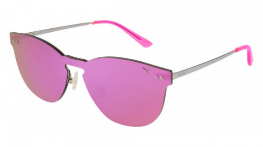 Puma PU0137S Sunglasses, 003 - PINK with SILVER temples and PINK lenses