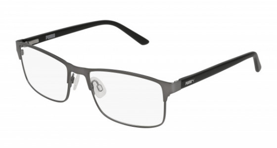 Puma PE0027O Eyeglasses, 001 - GUNMETAL with BLACK temples and TRANSPARENT lenses