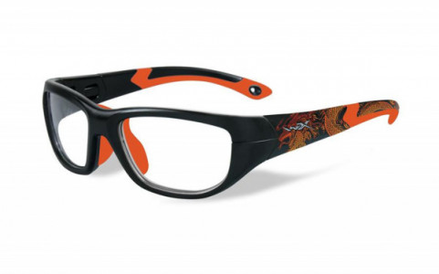 Wiley X YOUTH FORCE  WX VICTORY Sunglasses, (YFVIC04) VICTORY MATTE BLACK w DRAGON / SONIC ORANGE FRAME
