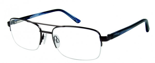 Union Bay UO132 Eyeglasses, MGUN MATTE GUNMETAL/BLUE HORN