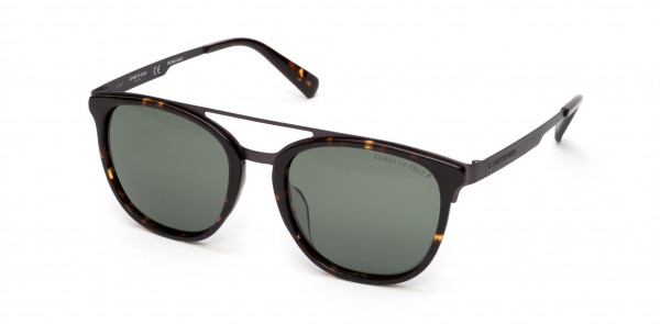 Kenneth Cole New York KC7225 Sunglasses, 52R - Dark Havana / Green Polarized Lenses