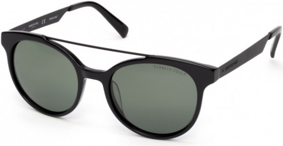 Kenneth Cole New York KC7226 Sunglasses, 01R - Shiny Black  / Green Polarized