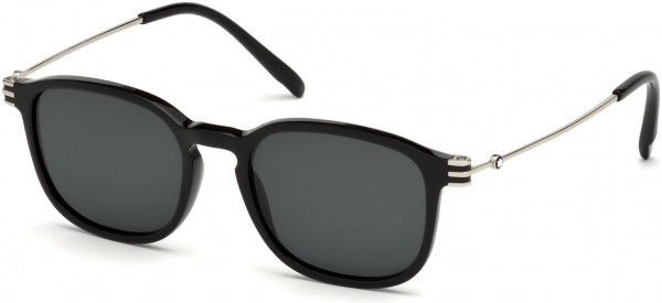 Montblanc MB698S Sunglasses, 01A - Shiny Black  / Smoke