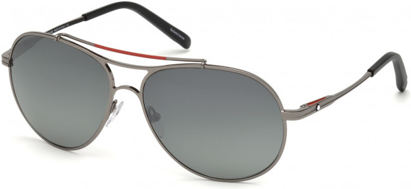 Montblanc MB703S Sunglasses, 08D - Shiny Gumetal  / Smoke Polarized