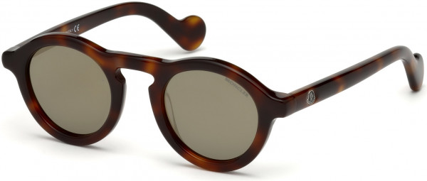 Moncler ML0042 Sunglasses, 52C - Dark Havana / Smoke Mirrored Lenses