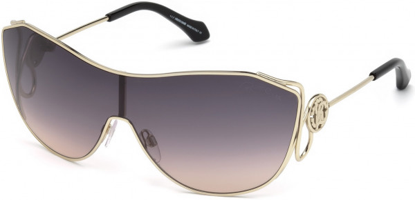 Roberto Cavalli RC1061 Garfagnana Sunglasses, 32B - Shiny Light Gold, Shiny Black/ Gradient Grey To Sand