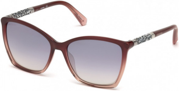Swarovski SK0148 Sunglasses, 69C - Shiny Bordeaux / Smoke Mirror Lenses