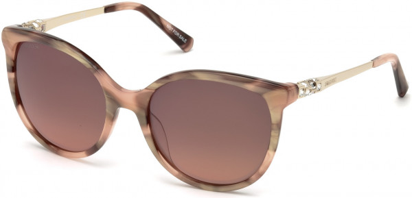 Swarovski SK0155 Sunglasses, 72G - Shiny Pink / Brown Mirror Lenses