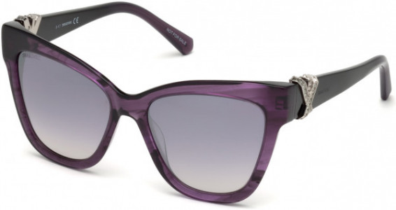 Swarovski SK0157 Sunglasses, 81C - Shiny Violet / Smoke Mirror Lenses