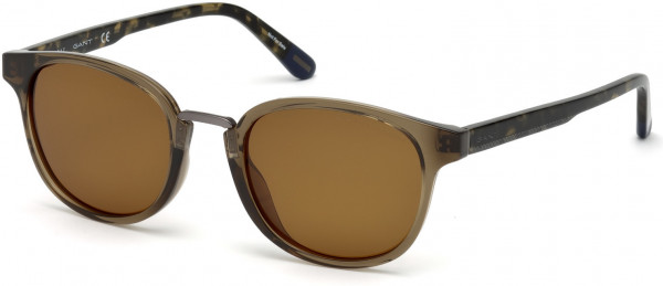 Gant GA7096 Sunglasses, 49H - Shiny Brown Front, Olive Tortoise Temples, Polarized Brown Lens