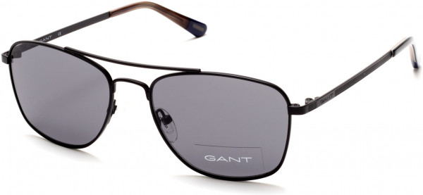 Gant GA7099 Sunglasses, 02A - Semi-Matte Black, Black Laminate Temple Tips, Smoke Lens
