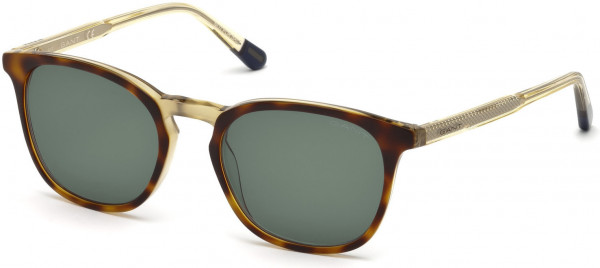 Gant GA7102 Sunglasses, 55N - Matte Tortoise Over Yellow Front, Crystal Yellow Temples, Green Lens