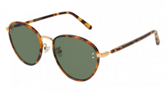 Stella McCartney SC0147S Sunglasses, 003 - HAVANA with GOLD temples and GREEN lenses