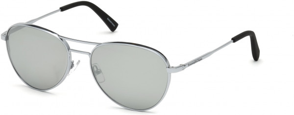 Ermenegildo Zegna EZ0098 Sunglasses, 18C - Shiny Rhodium, Transp. Rubberized Grey/ Vintage Grey