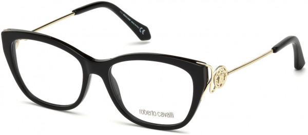 Roberto Cavalli RC5051 Focagnano Eyeglasses, 001 - Shiny Black, Shiny Light Gold