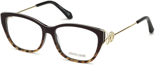 Roberto Cavalli RC5051 Focagnano Eyeglasses, 005 - Shiny Gradient Black To Leopard Print, Shiny Pale Gold