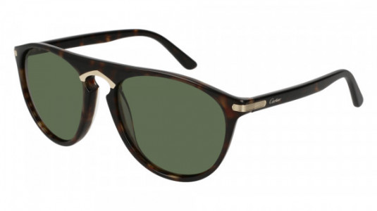Cartier CT0013S Sunglasses, 002 - HAVANA with GREEN polarized lenses
